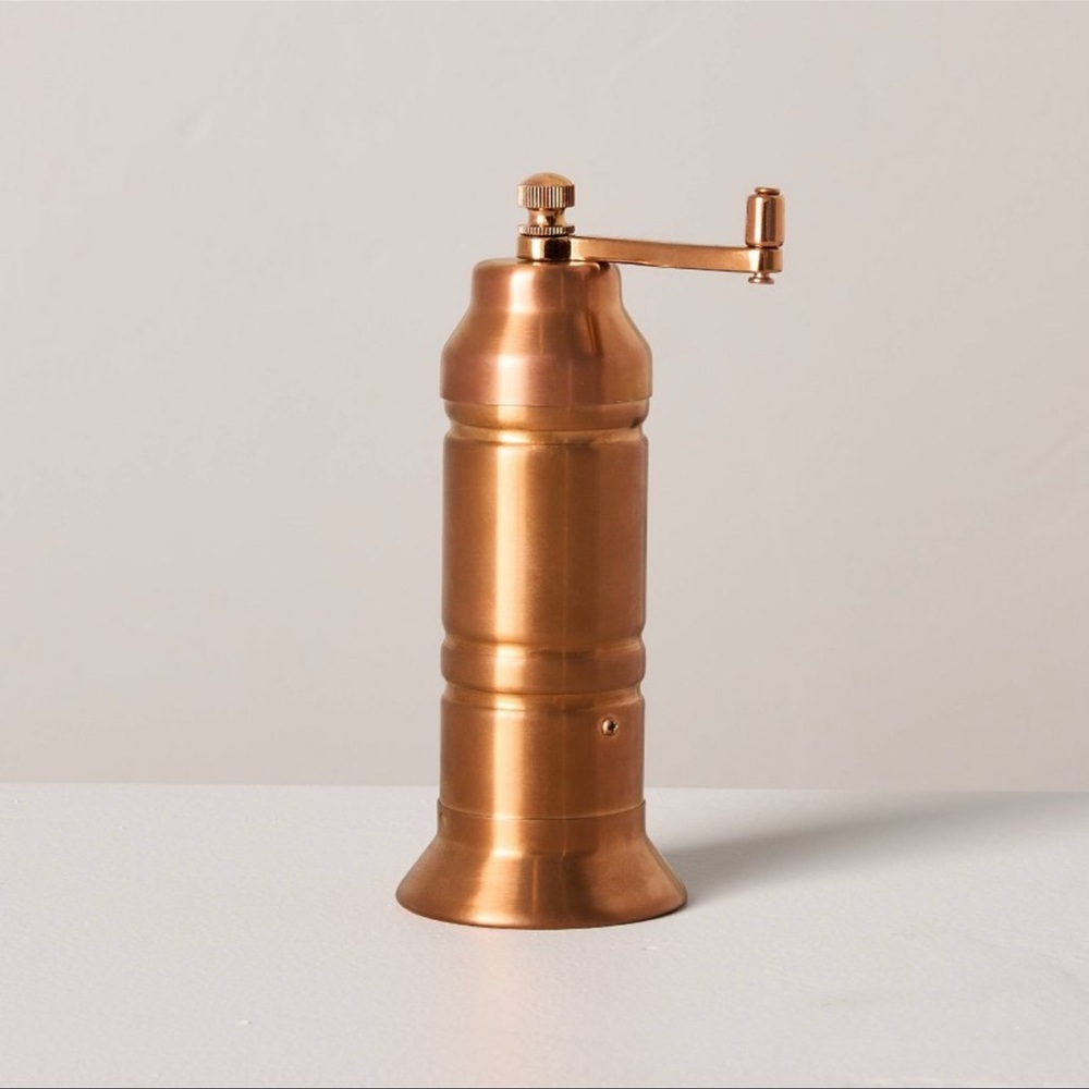 Hearth & Hand SHORT Salt / Pepper Crank Grinder Copper Finish Stainless Steel
